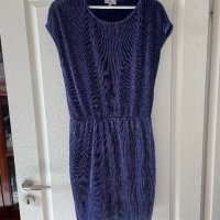 Нова ежедневна елегантна синя еластична рокля рипс лек блясък, снимка 6 - Рокли - 41676352