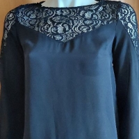 Блуза от шифон с дантела , снимка 1 - Блузи с дълъг ръкав и пуловери - 36071593