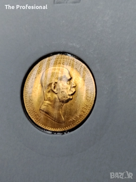 Златна монета 10 крони 1908, снимка 1