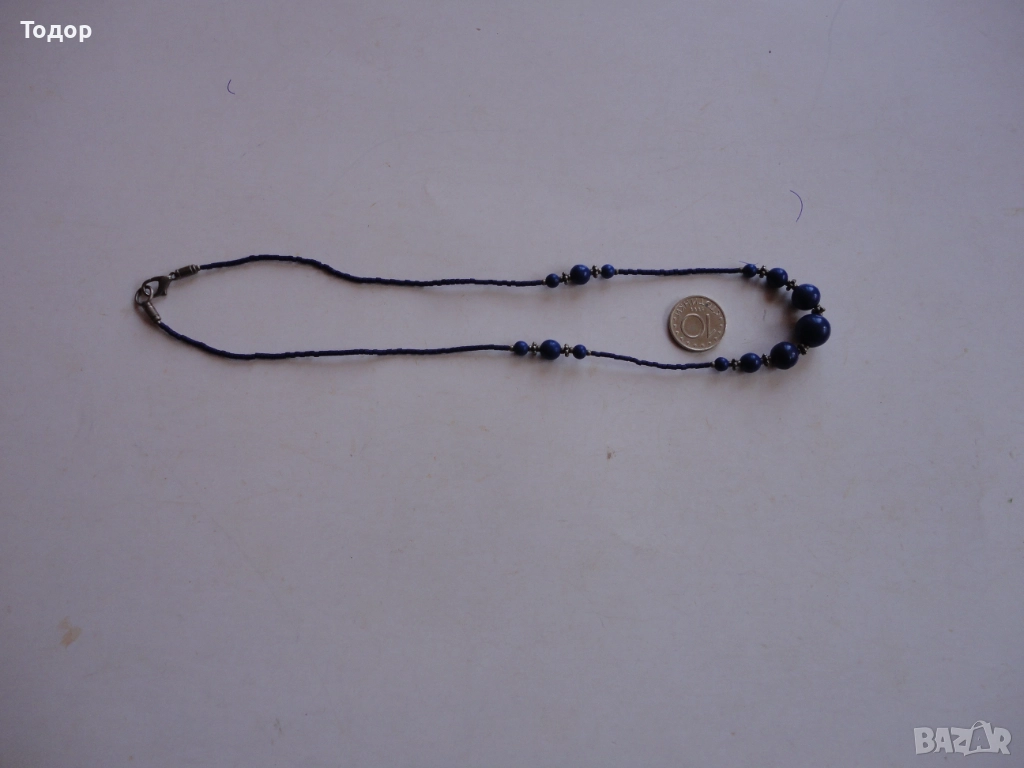 Колие гердан от естествен камък сапфир , снимка 1