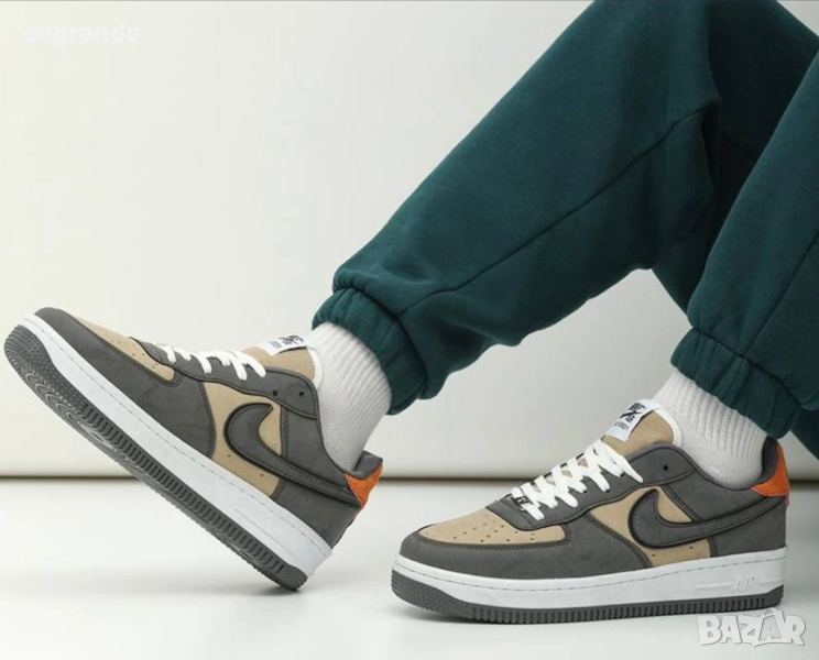 Маратонки Nike Air Force 1 - сиво с оранжево, снимка 1