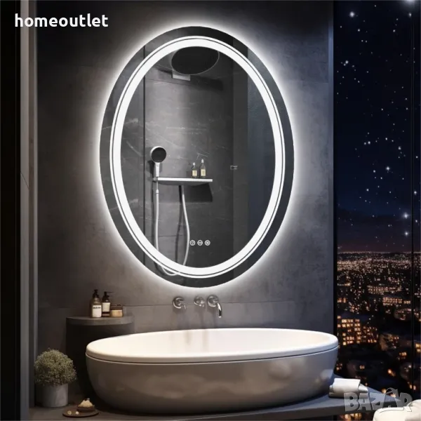 ПРОМОЦИЯ Стенно огледало с LED осветление и овална форма LUVODI XMR-T28-718-EU-V1, снимка 1