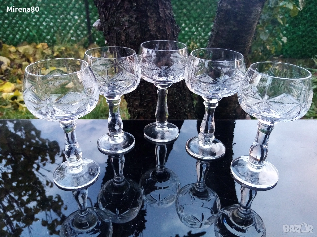 * Моника ромб * - кристални чаши за коняк - 5 бр. , снимка 1