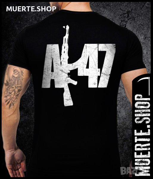 Черна тениска с щампа АK 47, снимка 1