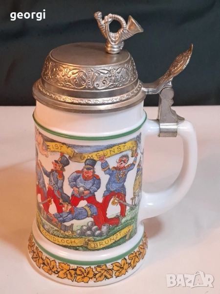 колекционерска немска музикална халба за бира с калаен похлупак 29/1, снимка 1