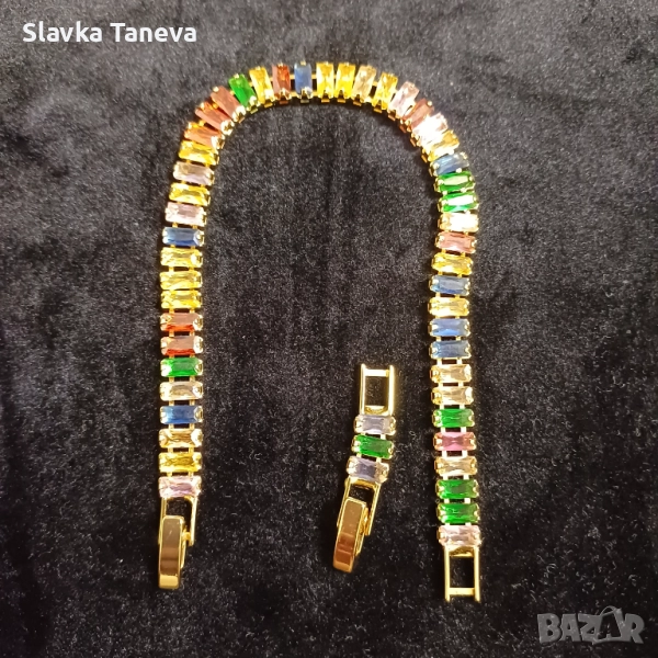 Стоманена гривна, цирконии с различен цвят, снимка 1