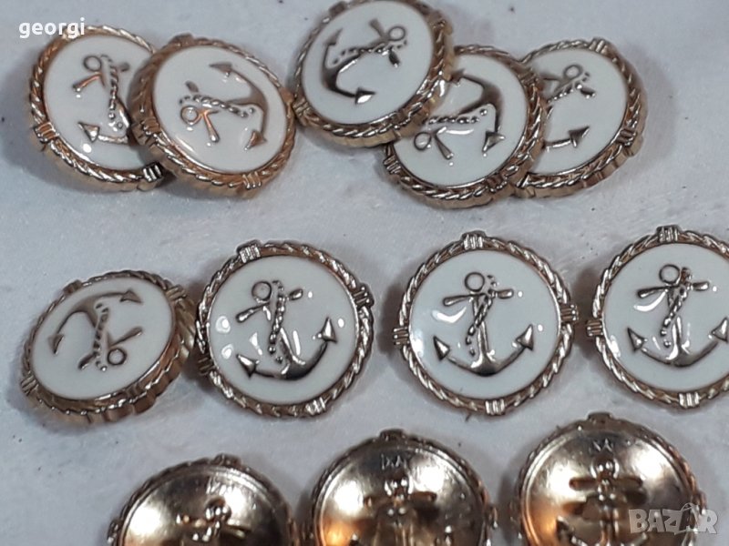Бронзови емайлирани копчета с котва, снимка 1