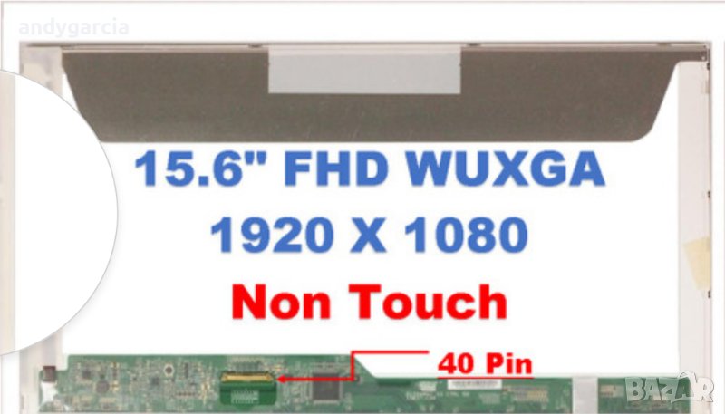 15.6" LCD Screen DELL PRECISION M4800 1920x1080 Full HD IPS 40 pin дисплей матов, снимка 1