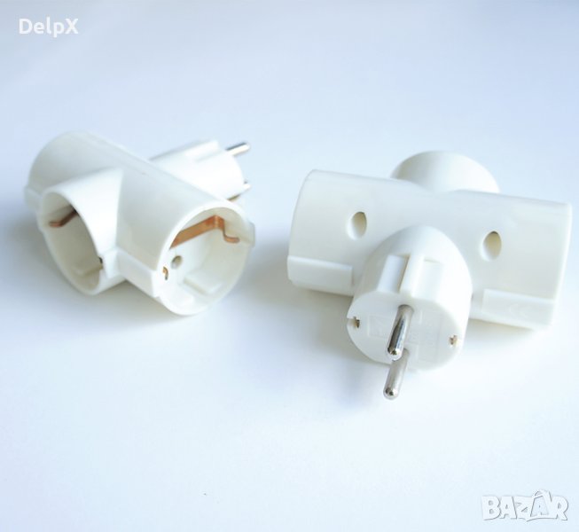 Разклонител за контакт ъглов 3-ка без кабел бял 220V 16A, снимка 1