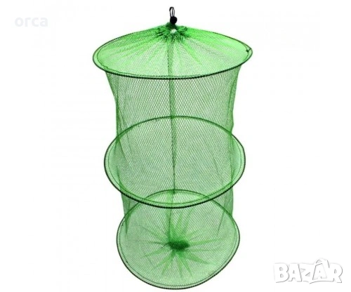 Живарник за риболов 50 см с три обръча и две секции от мрежа PE тип, снимка 1