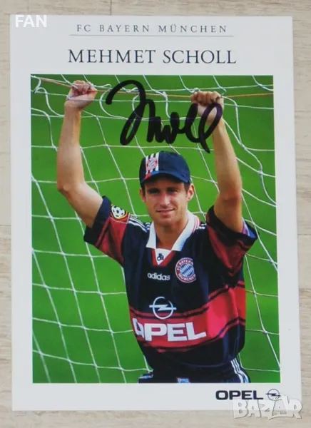 Мемет Шол (Байерн Мюнхен) - ОРИГИНАЛНА картичка с АВТЕНТИЧЕН автограф сезон 1997/98, снимка 1