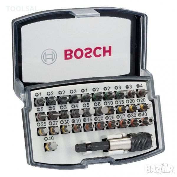 Накрайник бит Bosch комплект PH/PZ/SB/TX/SW с магнитен държач 1/4", снимка 1
