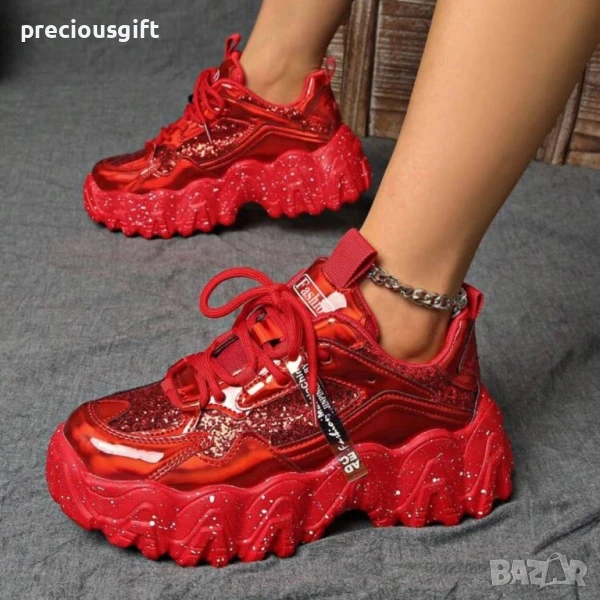 Дамски червени сникърси / маратонки, снимка 1