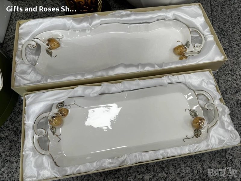 Красиви порцеланови плата със златна Ягода, снимка 1