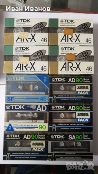 TDK AD ; TDK AR-X ; TDK SF ; TDK SA аудиокасети ; made in Japan, снимка 1