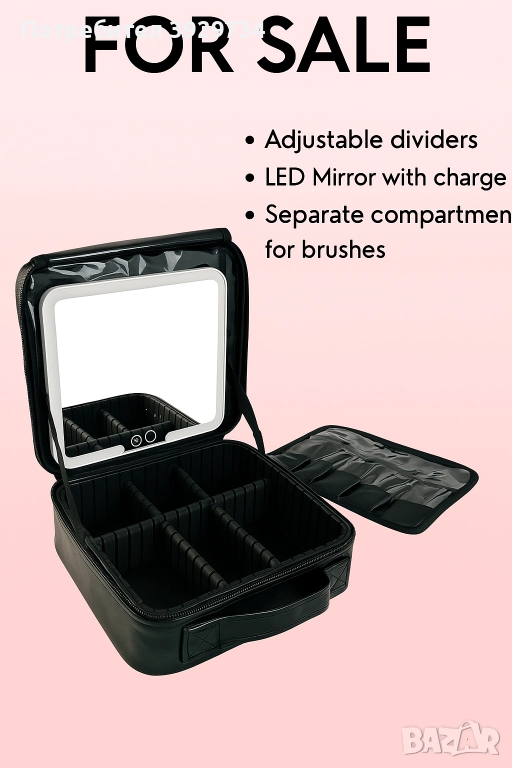 Професионална кутия за грим с LED огледало 💄, снимка 1