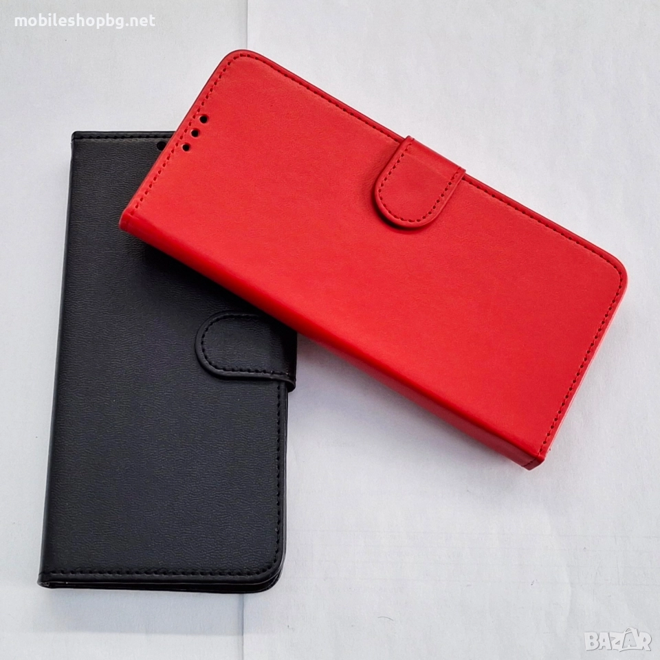 Motorola Edge 50 Neo калъф страничен с прегради и закопчаване черен червен , снимка 1