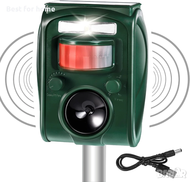 Ултразвуков репелент за котки на открито, снимка 1