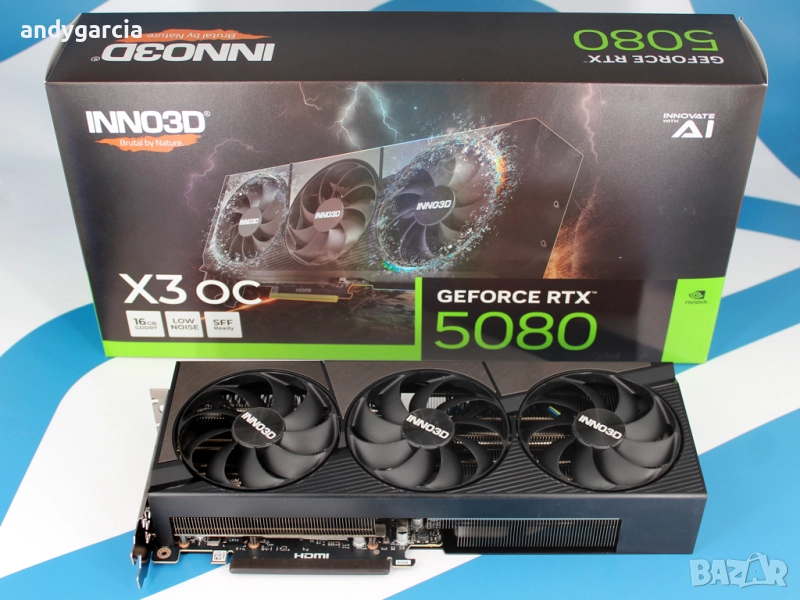 NVidia GeForce RTX 5080 16GB GDDR7 X3 OC Inno3D Видео карта 36 месеца гаранция геймърска нова, снимка 1