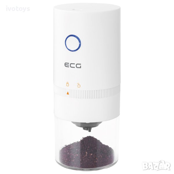 Преносима електрическа кафемелачка ECG KM 150 Minimo White, 13 W, макс. 120 мл, Бял, снимка 1