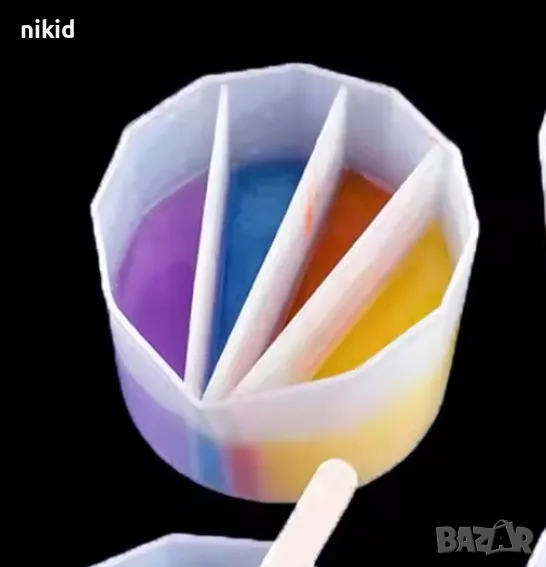 Каничка кана чаша палитра за смесване смес 3 4 цвята боя акрис смола силиконов молд, снимка 1