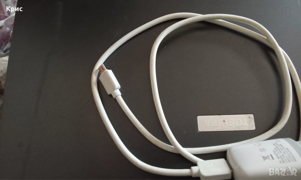 бял USB кабел тип микро, снимка 1