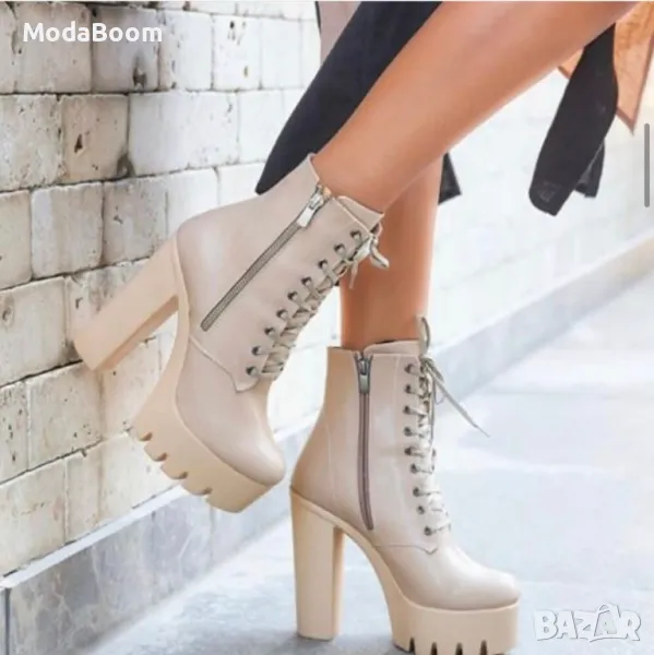 Боти на ток - Кожа, снимка 1