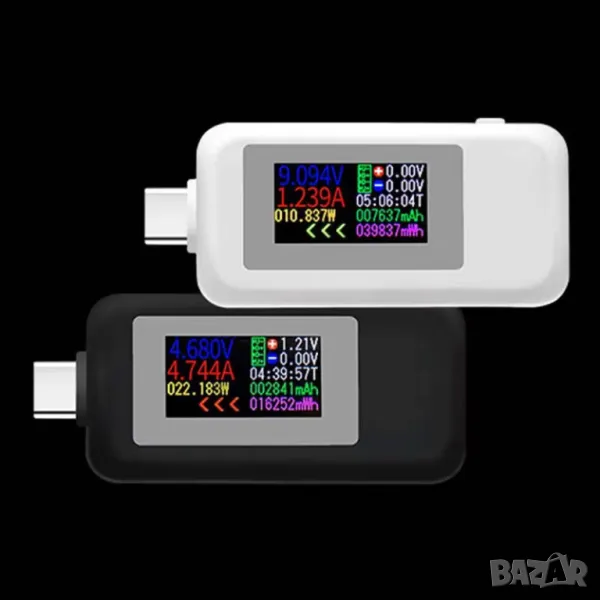 USB тестер KWS-1902C 4-30V 0-6.5A / черен, снимка 1