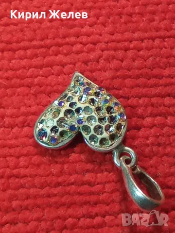 РОМАНТИЧЕН ЕМАЙЛИРАН КРИСТАЛЕН СРЕБЪРЕН МЕДАЛЬОН СЪРЧИЦЕ СРЕБРО 925 ПРОБА АРТ ПЕНДАНТ 45719, снимка 11 - Колиета, медальони, синджири - 46231835
