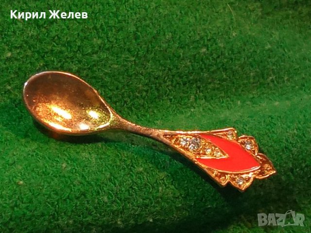 Ретро брошка игла с емайл старо градско бижу за колекция - 6802, снимка 3 - Антикварни и старинни предмети - 33379329