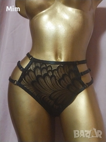 L Черна дантелена бикина 