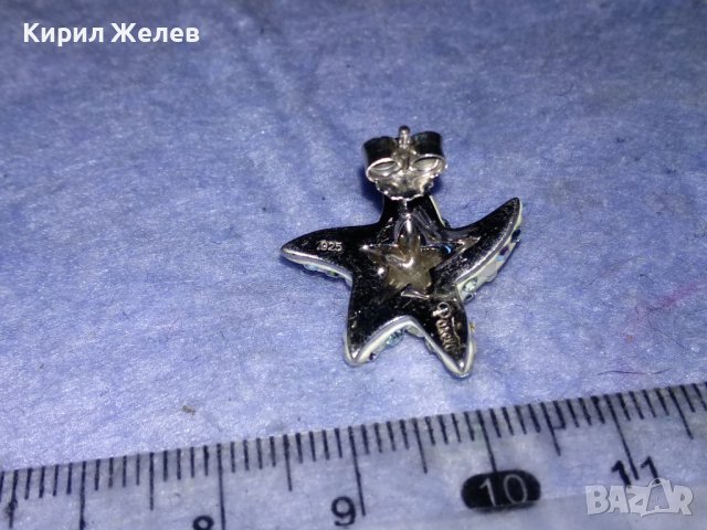 СРЕБЪРНА МАРКОВА ОБЕЦА ЗВЕЗДА СРЕБРО 925 с ИСКРЯЩИ СКЪПОЦЕННИ КРИСТАЛИ и КАМЪНИ и БЯЛ ЕМАЙЛ 27136, снимка 11 - Обеци - 40921576