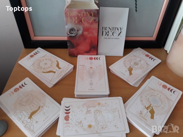 Прекрасни таро карти със златни елементи 7х12см - Destiny Tarot Deck, снимка 4 - Други - 42020216