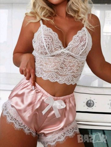 Дамско бельо пижама с дантела от две части , снимка 4 - Пижами - 41791663