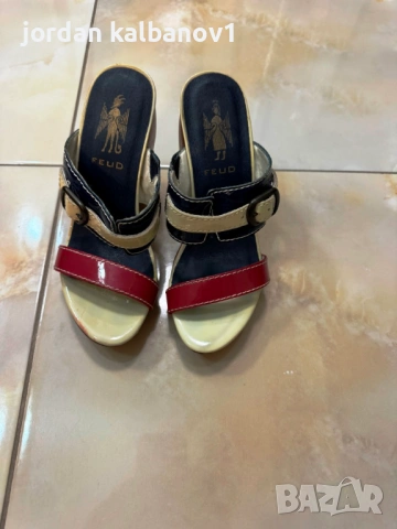 Подарявам - дамски лачени чехли с висок ток Feud номер - 36 стелка - 23см. ток - 10см.