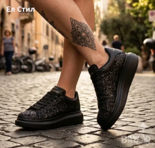 💎Дамски Сникърси Alexander McQueen - Цвят Черно с Камъчета 36 37 38 Цена:66€ Еконт, снимка 9 - Маратонки - 52240813
