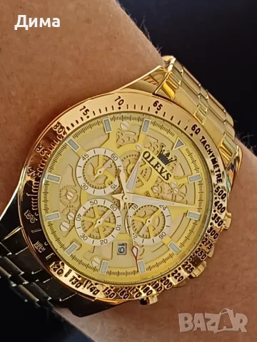 OLEVS Хронограф Многофункционален Кварц,Скелетен,Hollow Out,HD Светещ,3 АТМ,Автоматична дата,Ден , снимка 2 - Мъжки - 48358869