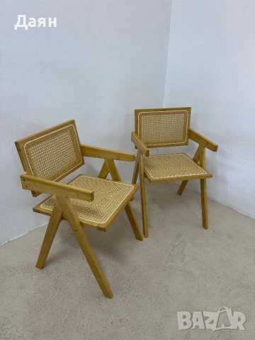 Комплект от 2 стола Costway от ратан с рамка от естествен бамбук - естествен цвят