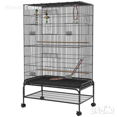 Клетка за птици PawHut, включваща кацалки, играчки за птици, снимка 5 - За птици - 56240864
