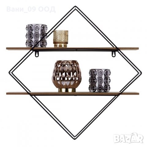 Ромбоидна етажерка за стена-МДФ и метал, снимка 2 - Етажерки - 35783023