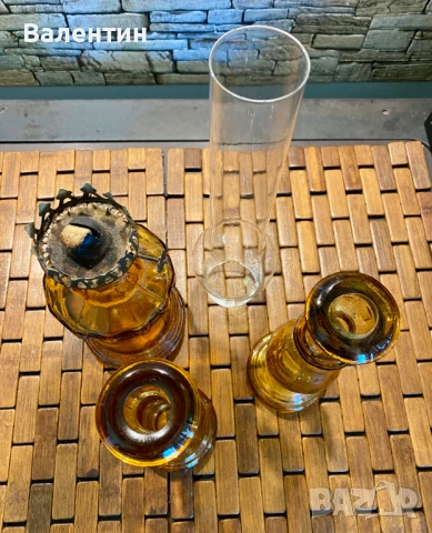 #0005# Комплект: Керосинова лампа и 2 свещника. Франция. Винтидж., снимка 4 - Антикварни и старинни предмети - 50469243