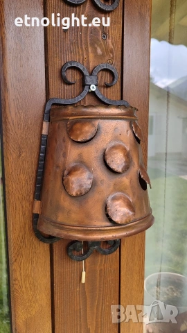 Старинни стенни лампи аплици с метални капаци в меден цвят и ковано желязо , снимка 2 - Лампи за стена - 53867967
