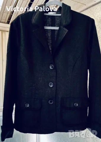 Прекрасно дизайнерско  яке-сако от груб лен LUI E LEY, снимка 9 - Сака - 47656238