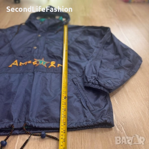 Мъжко яке ветровка Team American с 1/2 цип и качулка размер M, снимка 4 - Якета - 52469727