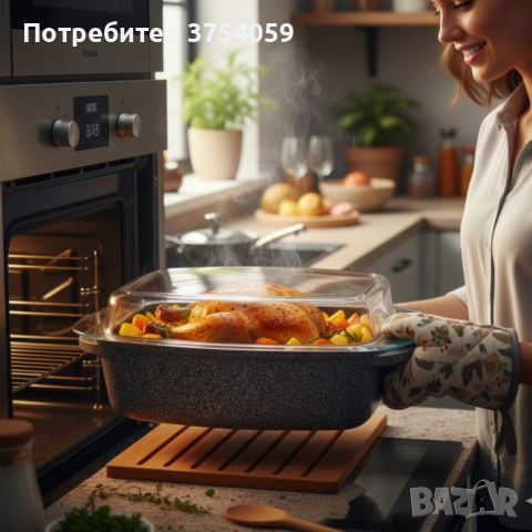 Ростер Goldman с мраморно покритие – правоъгълен съд с капак, 5.5 л и 6.6 л, за фурна и всички котло