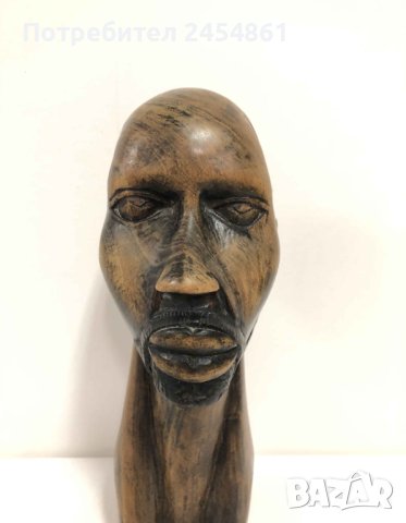Африка, дърво, фигура, скулптура, мъж, антик, бюст, снимка 5 - Статуетки - 40952766