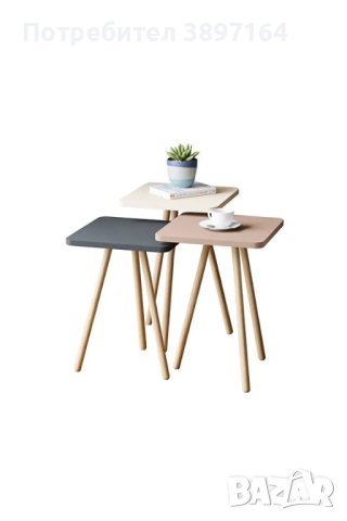 Комплект 3 броя маси за кафе / помощни маси