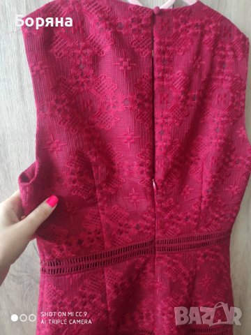 НАМАЛЕНА - ZARA нова червена изящна рокля размер S, снимка 13 - Рокли - 41743772