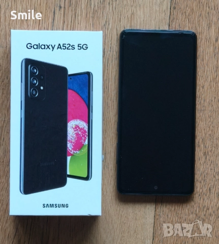 Продавам Samsung A52S 5G черен, снимка 2 - Samsung - 52669039