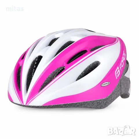 Велосипедна каска FORCE TERY, In-Mold, L/XL 58–63 см, Бяло-розова, CE Сертификат, снимка 2 - Аксесоари за велосипеди - 56185830